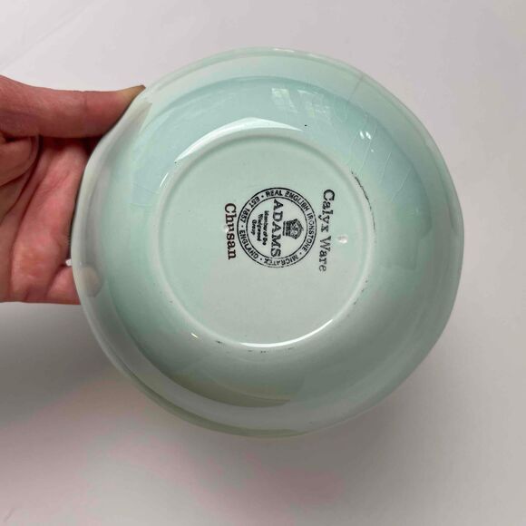 Adams Vintage Calyx Ware Iron Stone Salad Plate and Bowl Pale Blue Birds - Picture 5 of 14